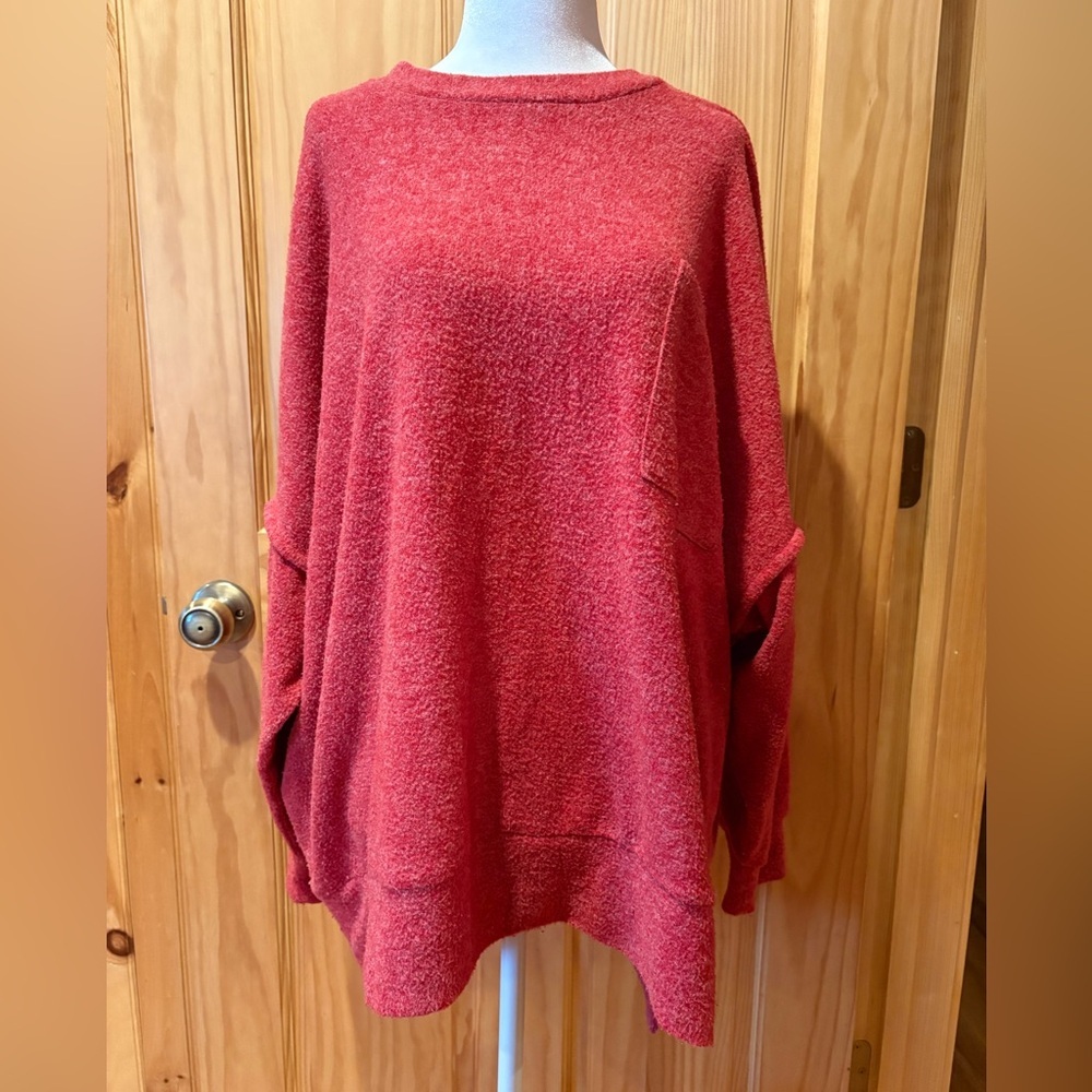 Zenana oversized red dolman sleeve sweater tunic size L